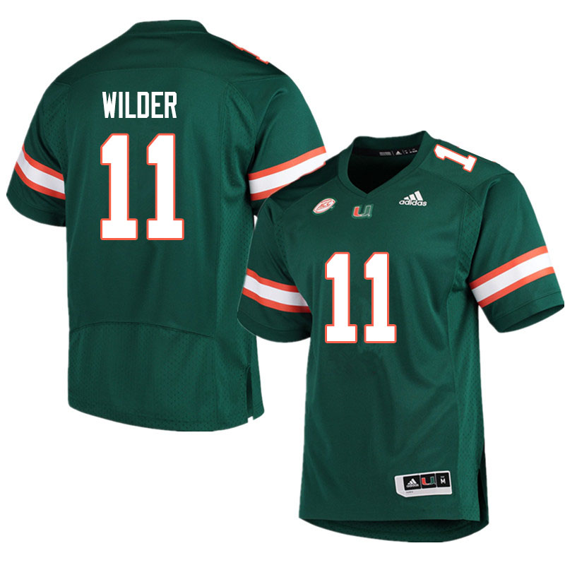Adidas Miami Hurricanes #11 De'Andre Wilder College Football Jerseys Sale-Green